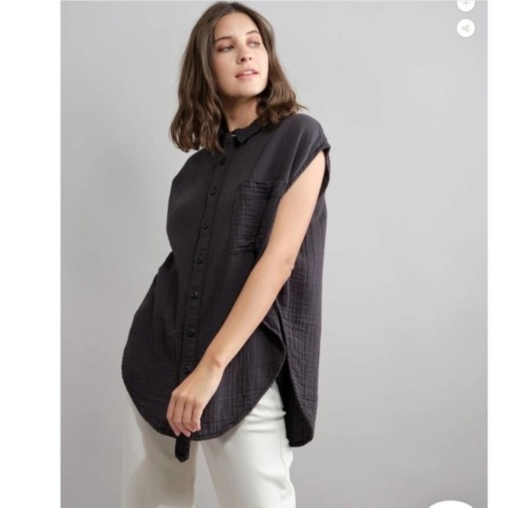 Nsf Ruby Sleeveless Button Up In Deep Pigment Bla… - image 1